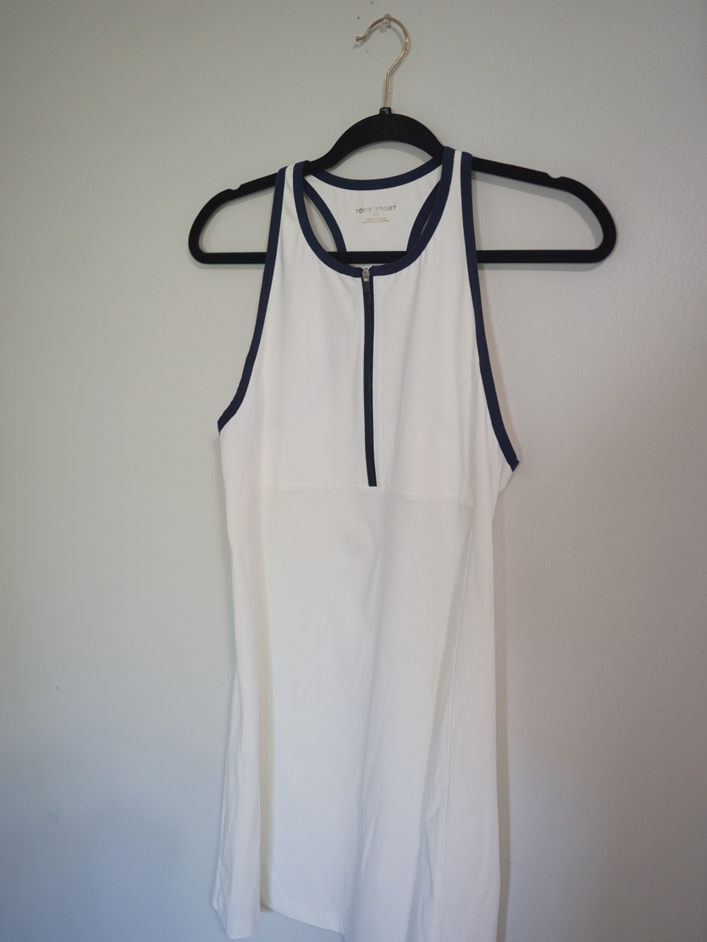 Tory Sport White Mini Dress with Navy Trim